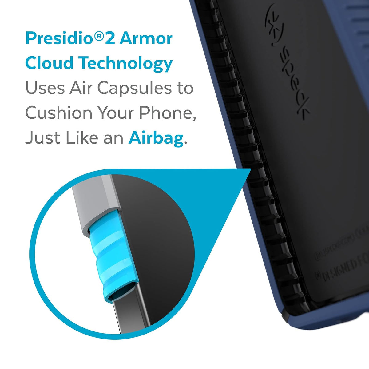 Speck Products Presidio2 Grip - Funda para Samsung Galaxy S22+, Color Azul costero/Negro/Azul tormenta