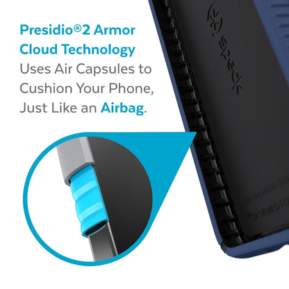 Speck Products Presidio2 Grip - Funda para Samsung Galaxy S22+, Color Azul costero/Negro/Azul tormenta