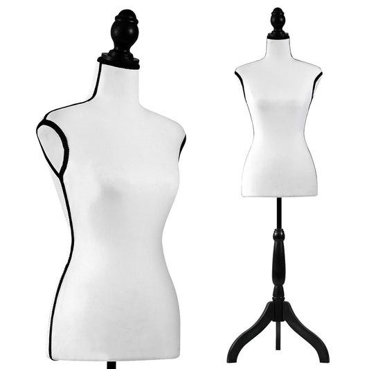 SereneLife Maniquí Femenino Torso Busto de Espuma con Base Trípode de Madera, Ajustable de 132 a 163 cm, Ideal para Costura, Sastrería, Exhibición de Ropa y Joyería,