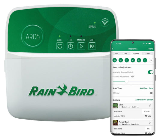 Rain Bird ARC6 - Temporizador/driver WiFi de riego inteligente para interiores, 6 zonas/estación, certificado EPA WaterSense, compatible con Alexa