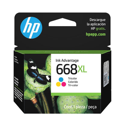 HP Cartucho 668XL Original Tricolor (7FP38VL), para Impresoras Ink Advantage Series 2970, 4370