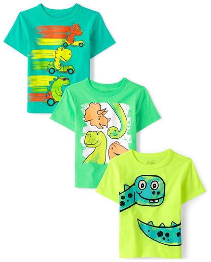 The Children's Place Camisetas Gráficas Manga Corta para Niño - Dino Cars - Dino - Dinos - 4T
