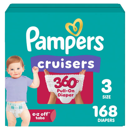 Pampers Cruisers 360 Pañales Desechables para Bebé, Talla 5 y 3 - Suministro de un mes - Talla 3 (168 Unidad)