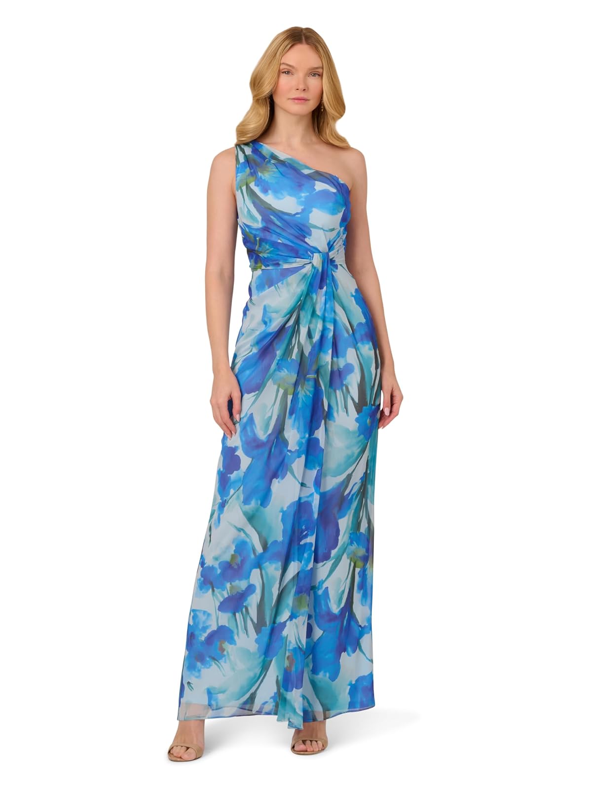 Adrianna Papell Print Chiffon Long Dress Vestido para ocasión Especial Mujer