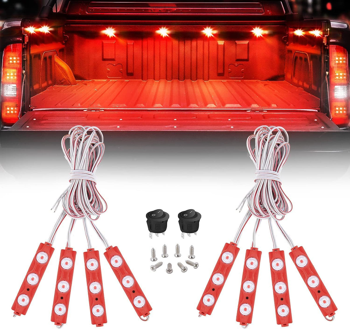 Nilight Juego de 8 Luces LED para Cama de Camioneta - Rojo -