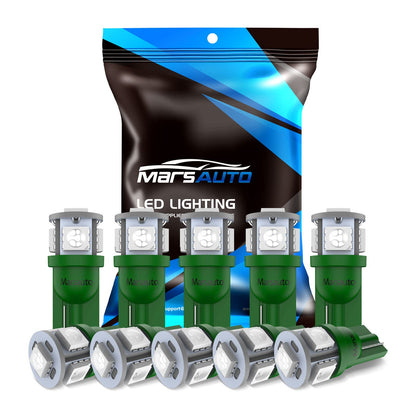 Marsauto Focos LED T10/194 sin Polaridad para Cúpula, Mapa, Puerta y Matrícula, Paquete de 10 - Verde