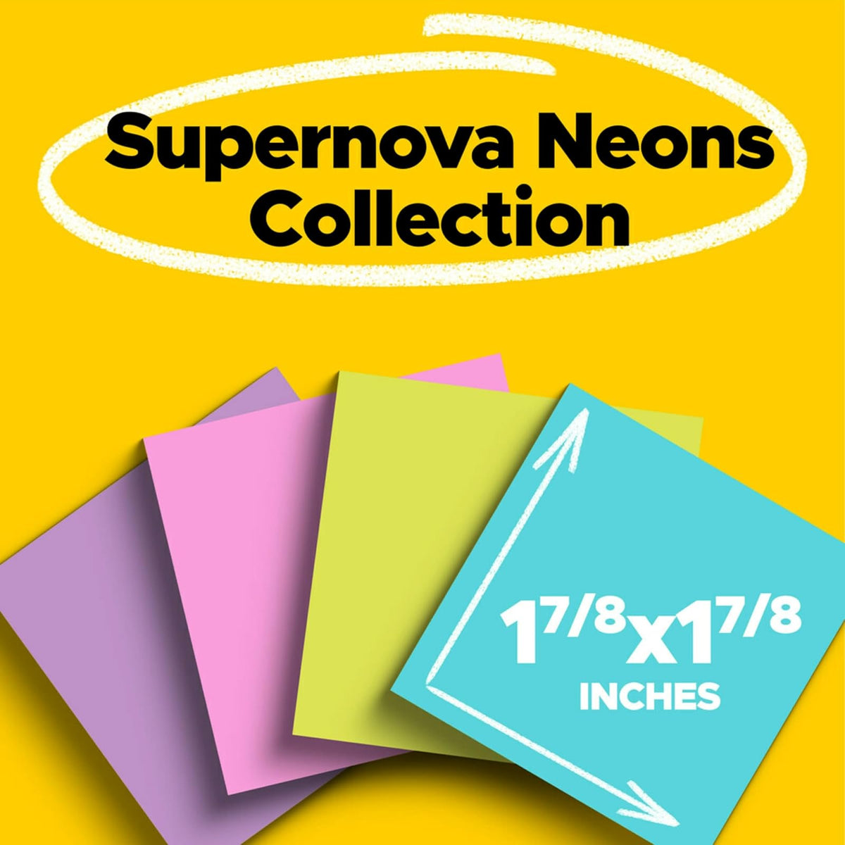 3M, Post-it, Notas Adhesivas, Super Sticky, Super Adhesivas, Miami 2 x 2 pulgadas, 8 unidades, (Modelo 622-8SSMIA)