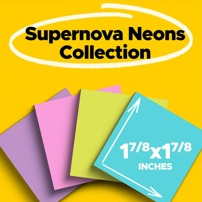 3M, Post-it, Notas Adhesivas, Super Sticky, Super Adhesivas, Miami 2 x 2 pulgadas, 8 unidades, (Modelo 622-8SSMIA)