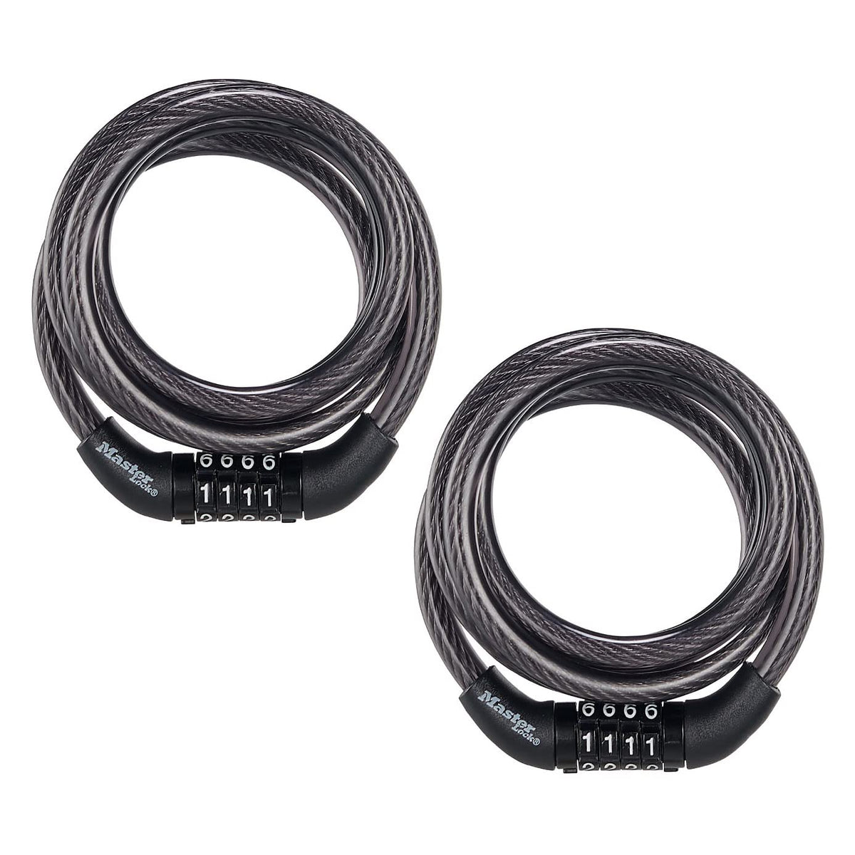 Master Lock - Juego de cerradura de bicicleta con combinación preestablecida, color negro, con un revestimiento de vinilo resistente a la intemperie para equipos al aire última intervensión,