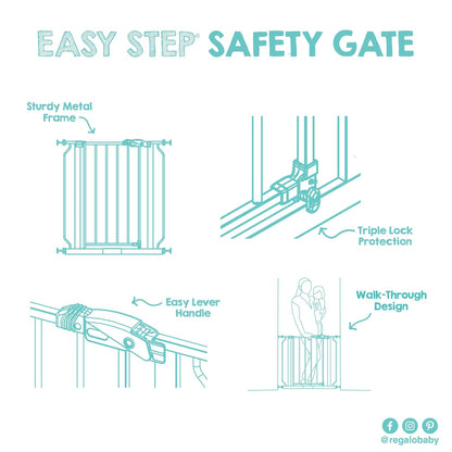 Regalo Easy Step Puerta de Seguridad, Blanco, para adaptarse a aberturas de entre 29-34 y 35-38,5 pulgadas de ancho, 30 pulgadas de alto. 73.66-86.36 CM y 88.9-97.79 CM de ancho, 76.2 CM de alto.