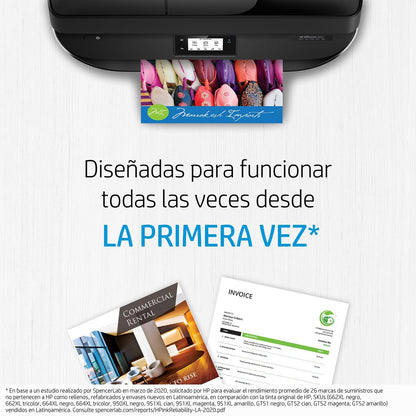 HP Cartucho de Tinta 664 Tricolor Original, Compatibilidad con Impresoras Deskjet 4535, 4675, 3835, 1115, 2135, 3635, 2675, 3775, 3785, 3787, 3789, Rendimiento hasta 100 páginas (F6V28AL)