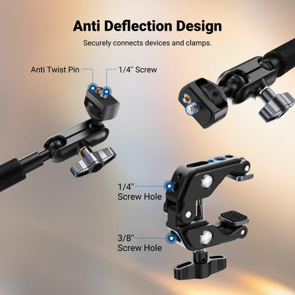 NEEWER 22" Brazo Mágico con Abrazadera Soporte para Móvil con Cámara de Escritorio con Brazo Articulado Doble Rótula 1/4" 3/8" Rosca para ARRI Compatible con iPhone DSLR Action Camera Luz Video, UA057