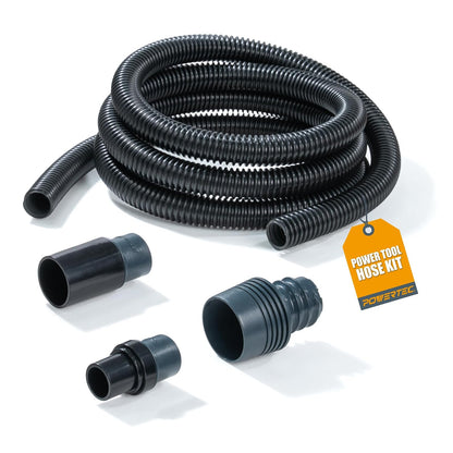 POWERTEC 70356 Kit de recogida de polvo de manguera de aspiradora de 10 pies para herramientas eléctricas de carpintería, aspiradoras de taller de trabajo húmedo/seco, sierra de inglete y sierra de