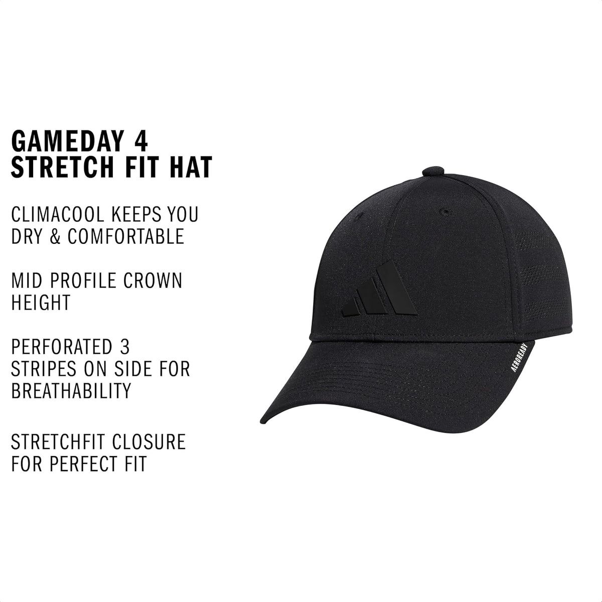 Adidas Gameday Structured Stretch Fit Hat, Flexible Athletic Sports Cap Gorra de béisbol Hombre