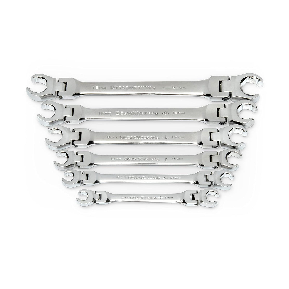 GearWrench 81911 6 Piece Flex Flare Nut Wrench Set Metric