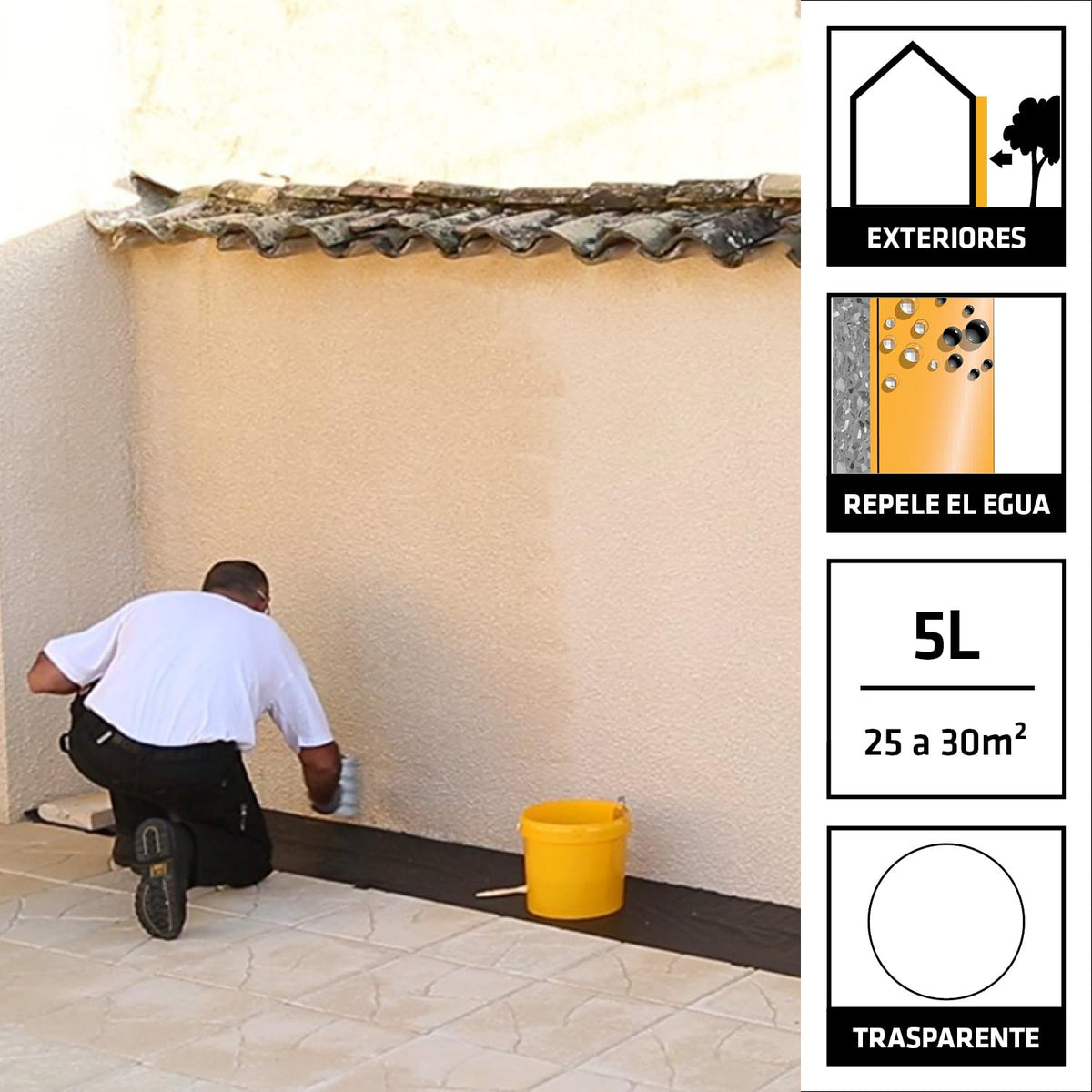 Sika - Repelente de Agua - Sikaguard 71W - Tratamiento Antimusgo para Fachadas - Líquido - Listo para Usar - Transparente - Bote 5 L