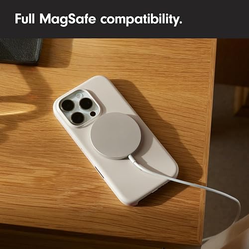 Beats - Funda iPhone 16 Pro – MagSafe, Funda Protectora Resistente a los rasguños, Delgada, con Revestimiento de Microfibra – Gris Piedra