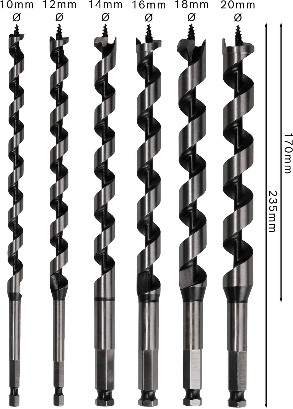 Bosch Set de 6 brocas salomónicas - 10; 12; 14; 16; 18; 20 mm/250 mm (pack de 6)