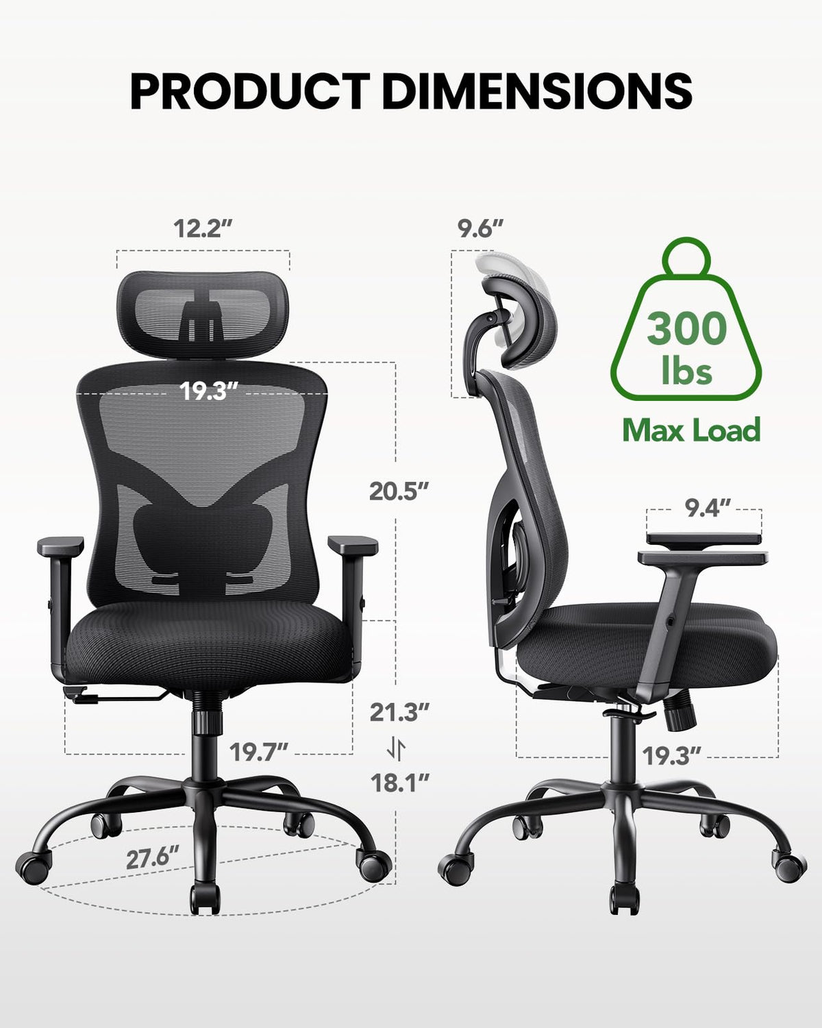 Marsail - Silla ergonómica de Oficina para Juegos con Soporte Lumbar, reposacabezas 2D, reposabrazos Ajustables, cojín de Asiento Contorneado, Silla de computadora de computadora con Ruedas para el