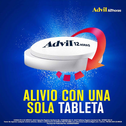 Advil 12 Horas Analgésico 600mg, Liberación Prolongada para Dolores de Articulaciones y Musculares, 12 tabletas