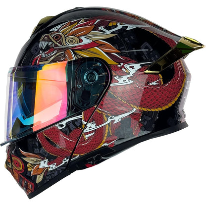 KOV Casco Thunder Quetzalcoatl Rojo Abatible Dot Talla XXL