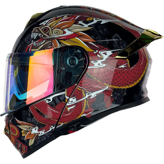 KOV Casco Thunder Quetzalcoatl Rojo Abatible Dot Talla XXL
