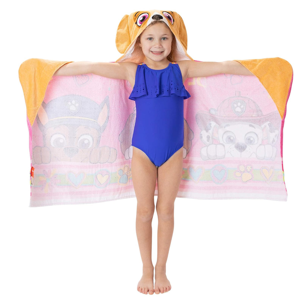 Franco Nickelodeon Toallero con Capucha, Azul, 24" x 50", 1 + Toallero con Capucha, Pink/Brown Girls, 24" x 50", 1