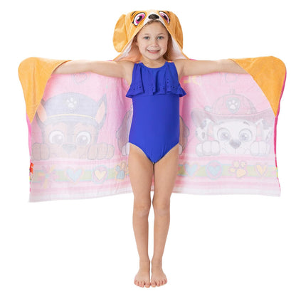 Franco Nickelodeon Toallero con Capucha, Azul, 24" x 50", 1 + Toallero con Capucha, Pink/Brown Girls, 24" x 50", 1
