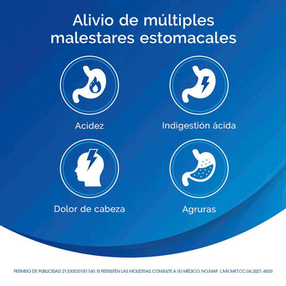 Alka Seltzer Antiácido, Alivio de los Síntomas de Malestares Estomacales como Dolores de Cabeza, Cuerpo y Estómago, 100 Tabletas Efervescentes