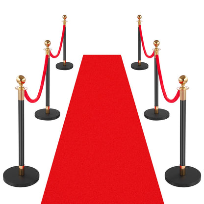 VEVOR Poste Guía de Barrera 6 Piezas con 4 Cuerdas de Terciopelo y Alfombra Roja, Barrera de Marcado de Control de Multitudes con Base, para Cola de Separación de Demarcación en Teatro Exposición