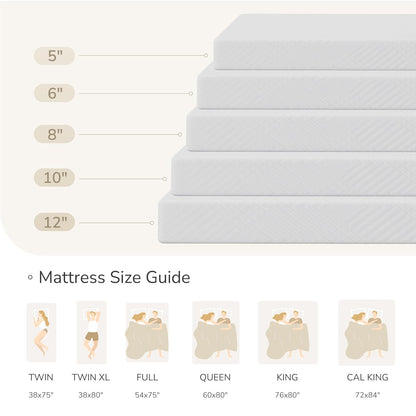 MLILY Colchón matrimonial en una Caja, colchones de 6 Pulgadas Fabricados en Estados Unidos para Cama de Plataforma, Cama Doble, litera de Espuma viscoelástica, firmeza Media