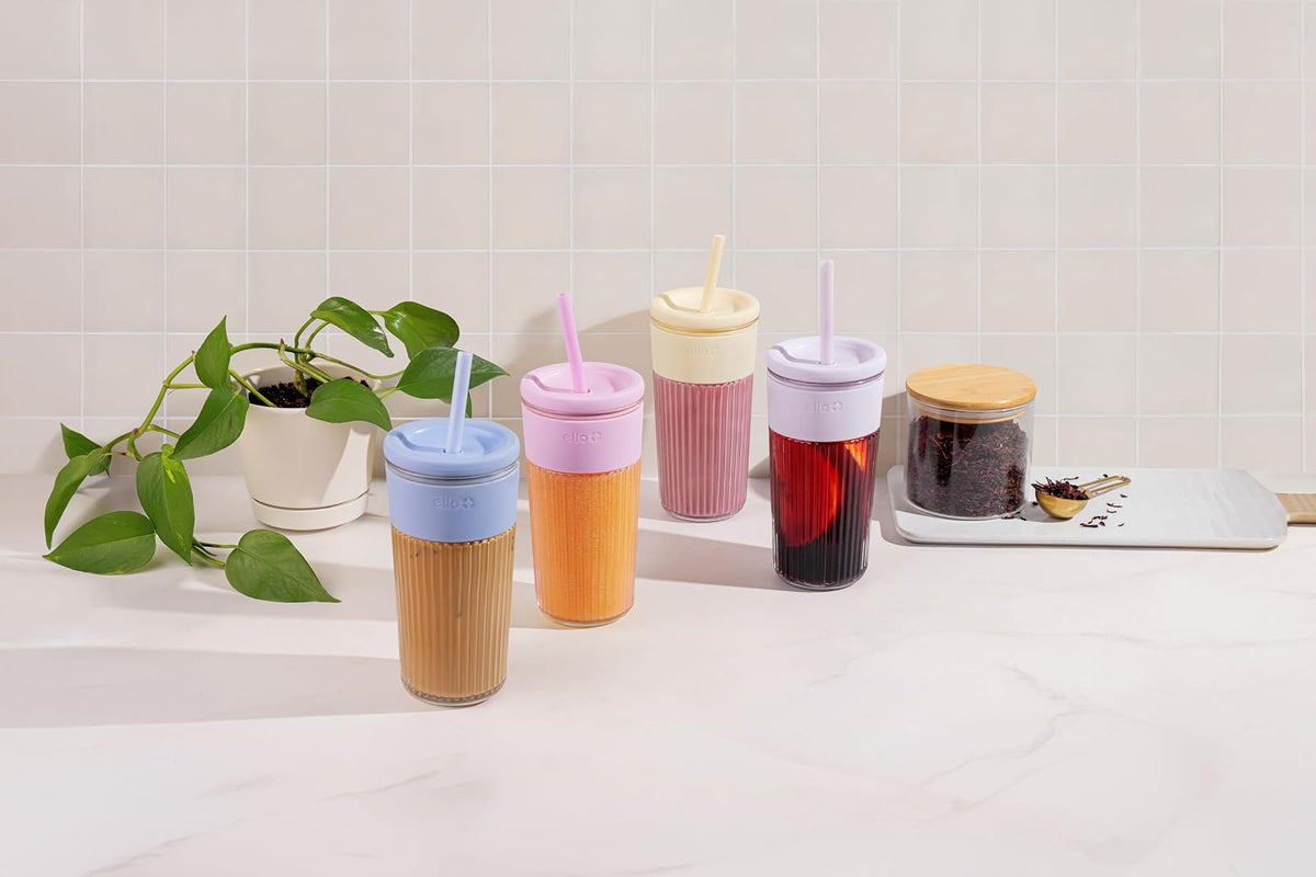 Ello Ava - Vaso de vidrio de 18 onzas, color azul