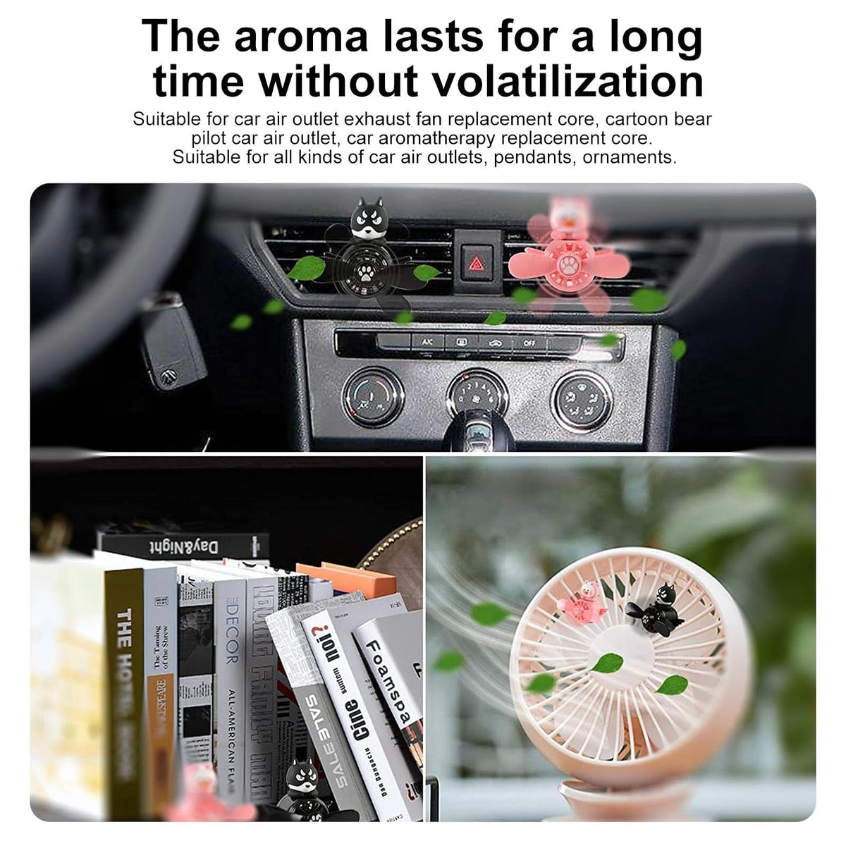 Uwariloy 12 recambios ambientador para Automóvil, Almohadillas Repuesto para Clip ventilación Automóvil, Pastillas Repuesto para ambientador Fragancia sólida, Aromas Lavanda/limón