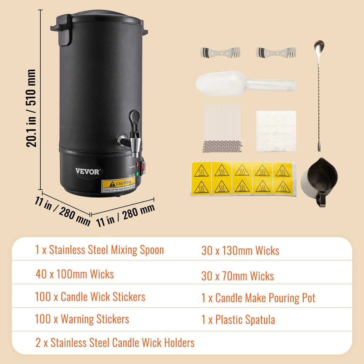 VEVOR - Melter de cera para hacer velas, 10 l extragrande de cera eléctrica, con boquilla de fácil vertido y control de temperatura de 9 niveles, fácil de limpiar para velas, jabón, crema, producción