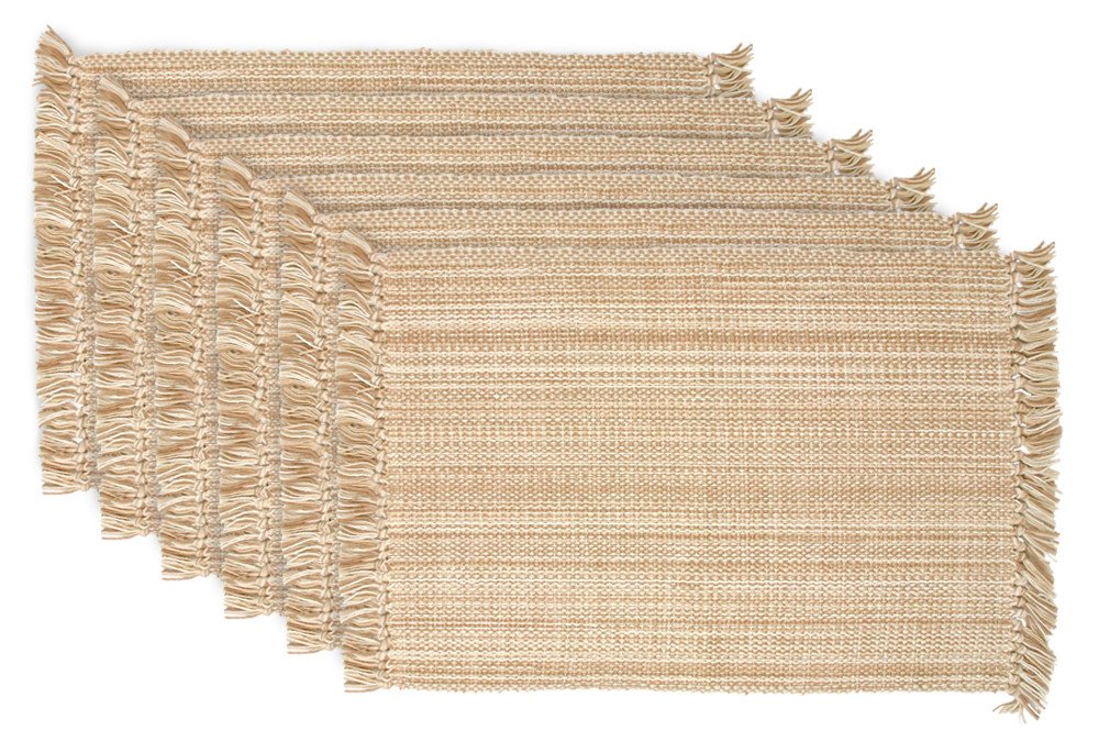 DII - Manteles Individuales de Algodón, Colección Abigarrada, Juego de 6 - Mantel individual - Gris pardo