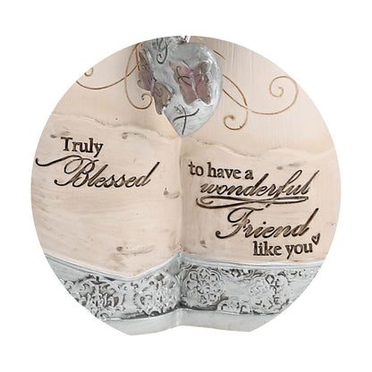 Pavilion Elements Angels - Figura de ángel Doble expositor de figura de ángel – Texto Impreso "Truly Blessed to Have A Wonderful Friend Like You", coleccionables de ángel, Cifras de Hermana ángel,
