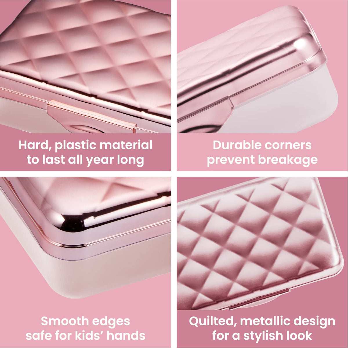 It's Academic - Estuche metálico para lápices, plástico duro, tapa elegante con patrón de abandonado, oro rosa