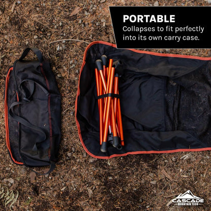 Cascade Mountain Tech - Silla de Campamento – Respaldo Alto Ultraligero para mochileros, Camping, Eventos Deportivos, Playa y picnics con Bolsa de Transporte