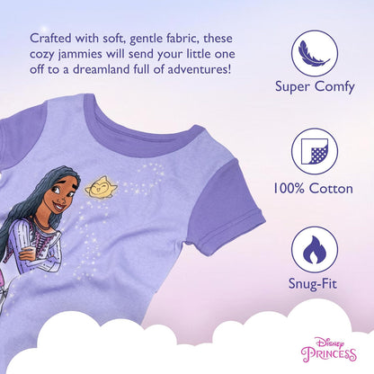 Disney - Conjunto de Pijama de algodón de 4 Piezas para niñas, Suave y Lindo para niños