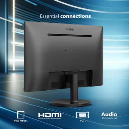 Philips Monitor Full HD de 24 Pulgadas sin Marco (1920 x 1080) de 100 Hz, VESA, HDMI x1, Puerto VGA x1, Cuidado de los Ojos, garantía de reemplazo de 4 años por Adelantado, 241V8LB