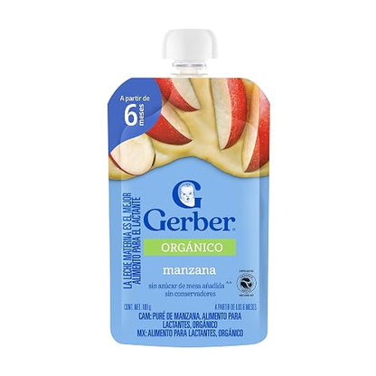 Papilla Gerber Orgánico Pouch Etapa 2 Manzana 100g Paquete 12