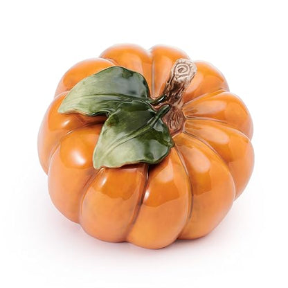 Fitz and Floyd Harvest - Figura de cerámica de Calabaza Lateral de Halloween, 5.5 Pulgadas