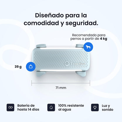 Tractive Rastreador GPS para Mascotas | GPS para Perro Inteligente con Valla Virtual | Monitoreo de Frecuencia Cardíaca y Respiratoria | Detección de Ladridos | Se Acopla al Collar (Menta)