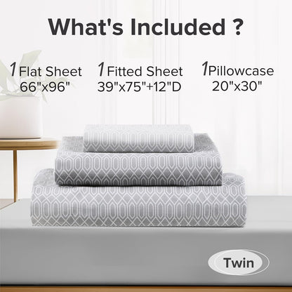 Comfort Spaces - Juego de sábanas 100% algodón Transpirable, Ligero, Suave con Bolsillo elástico de 12 Pulgadas, se Adapta a colchones de hasta 14 Pulgadas, Ropa de Cama acogedora para Todas Las