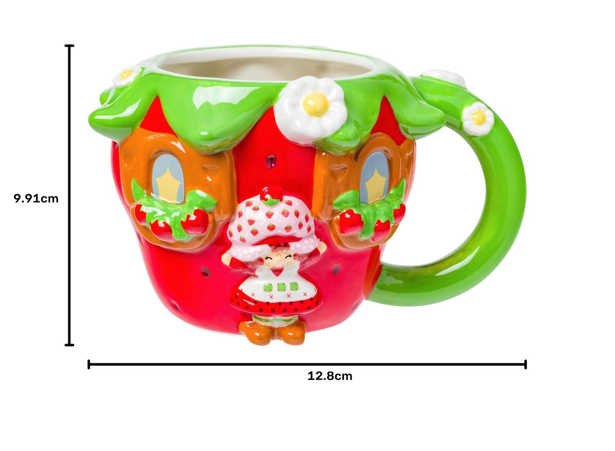 Silver Buffalo Strawberry Shortcake clásico Cake Taza de cerámica 3D esculpida de 20 onzas