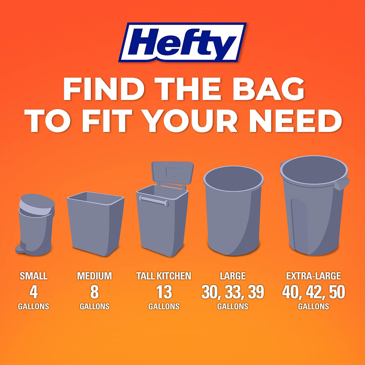 Hefty - Bolsas de basura pequeñas, aroma fabuloso, 4 galones, 52 unidades