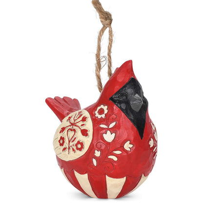 Enesco Jim Shore Heartwood Creek Nordic Noel Roly Poly Cardenal Ornamento Colgante, 8,9 cm de Alto, Blanco Sucio, Negro, Gris, Rojo