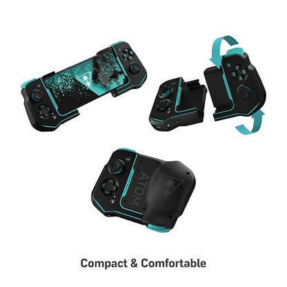 Turtle Beach Atom Mobile Game Controller with Bluetooth for Cloud Gaming on Android Mobile Devices with Compact Shape, Console Style Controls & Low Latency Bluetooth - Black/Teal