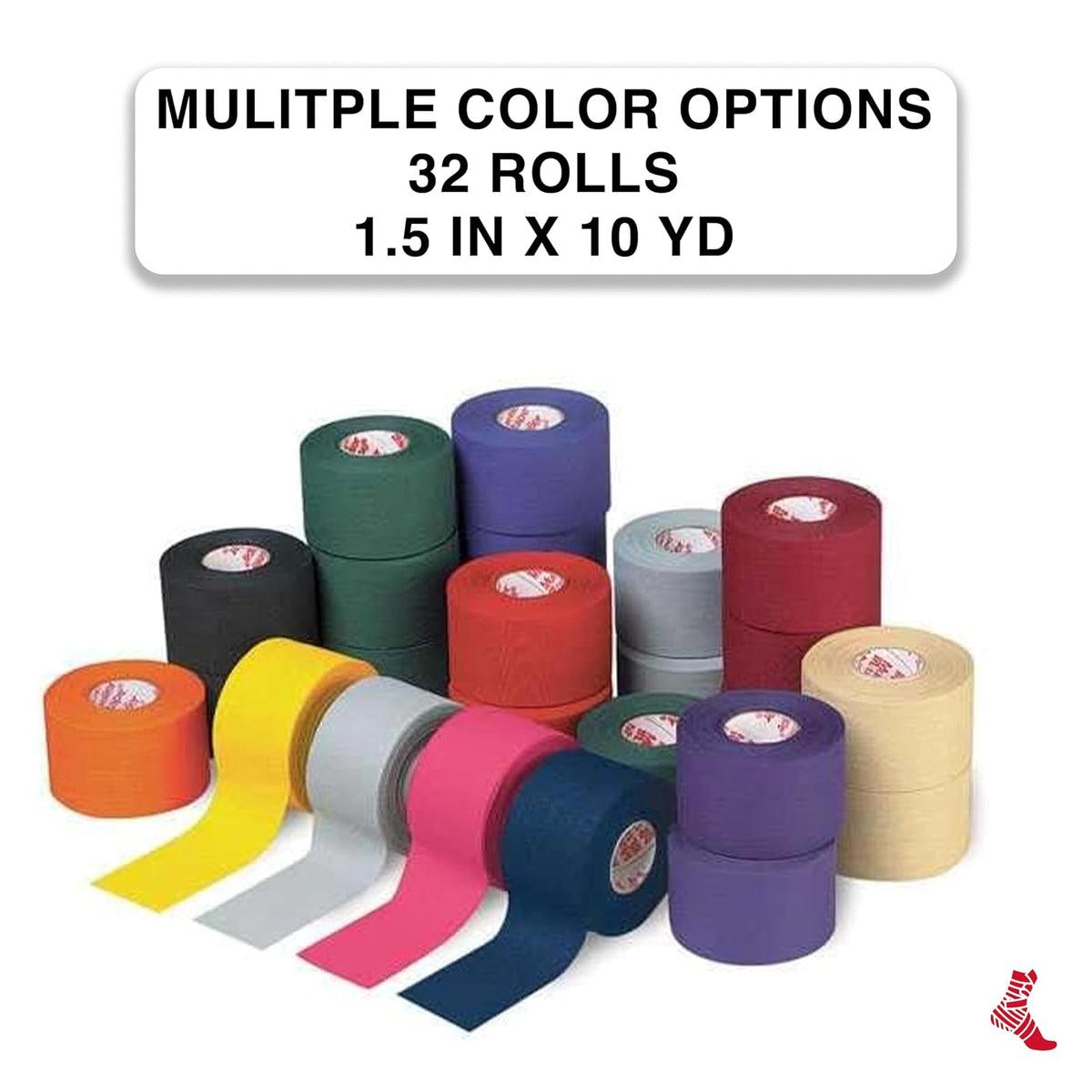 MUELLER Sports Medicine MTape - Paquete de Rollos de Cinta Deportiva de Calidad, fácil de rasgar para una Cinta rápida y eficaz, 1.5 Pulgadas x 10 Yardas por Rollo, 32 Rollos
