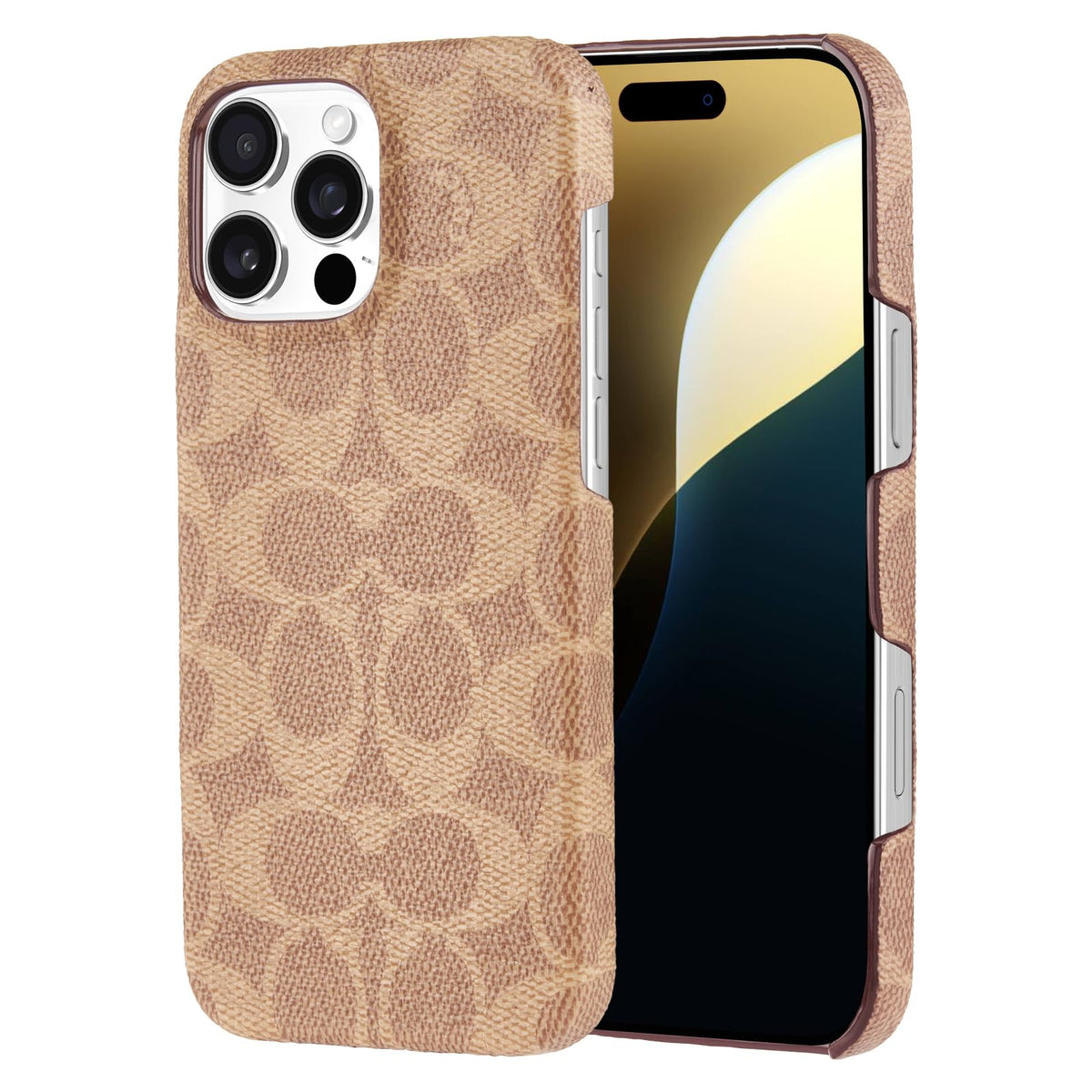 Coach Funda Delgada de Lona para iPhone 16 Pro MAX - Signature Tan